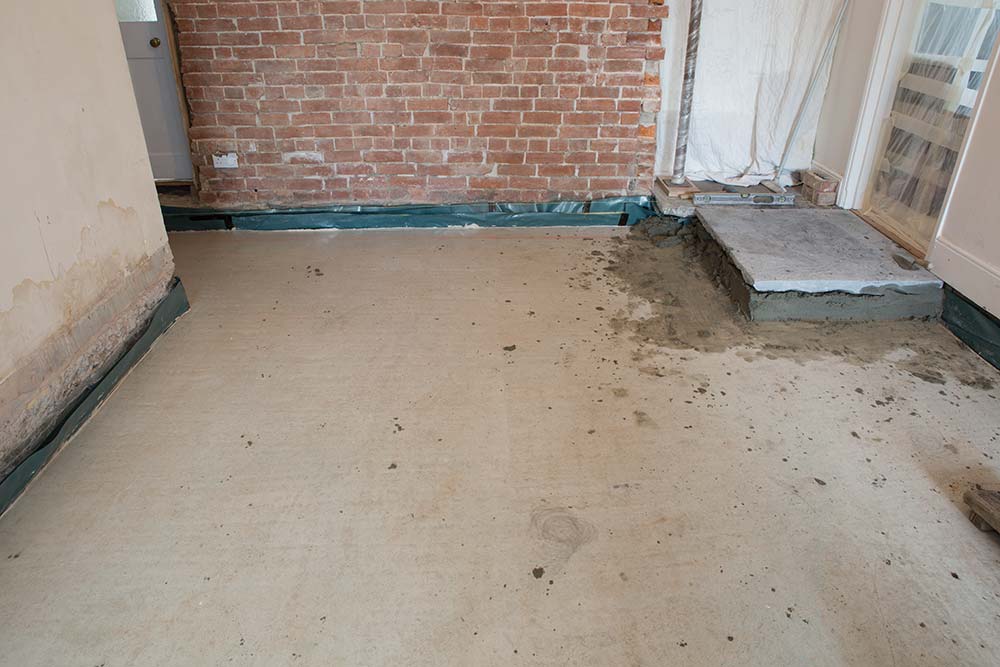 Traditional flagstone floor restoration in Somerset home