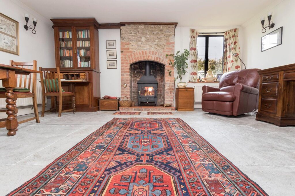 Restored flagstone floor showing natural colour and breathable finish